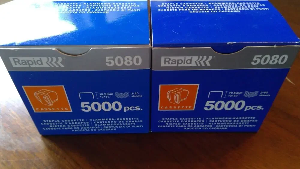 NEW-Rapid 5080 Staple Cassettes. Pack of 2, 5,000pcs ea. Electric stapler cartr.